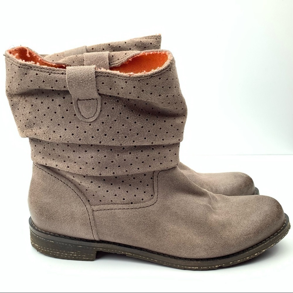 Otbt womens mid calf boots size 9.5 brown suede slouchy streetwear pull on
